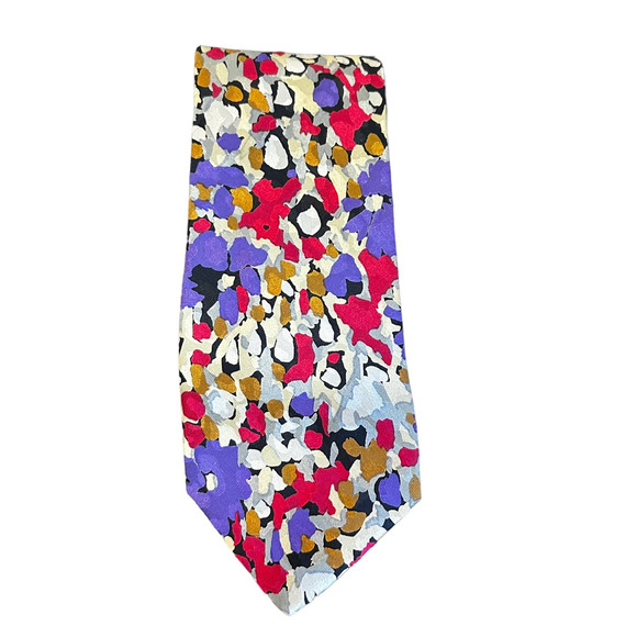 Vintage Brioni Silk Multicolored Abstract Floral Tie One Size - Picture 6 of 6